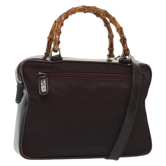 GUCCI Bamboo Hand Bag Nylon Black Silver 000 000 - Picture 1 of 13